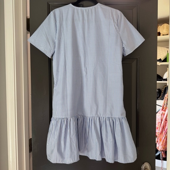 Striped Blue Embroidered Dress - Picture 2 of 3